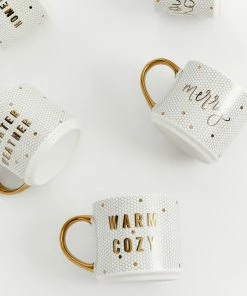 Sweet Water Decor Sweater Weather - White + Gold Honeycomb Tile Coffee Mug HOME + KITCHEN