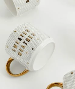 Sweet Water Decor Sweater Weather - White + Gold Honeycomb Tile Coffee Mug HOME + KITCHEN