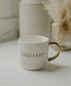 Sweet Water Decor Homebody - White + Gold Honeycomb Tile Coffee Mug