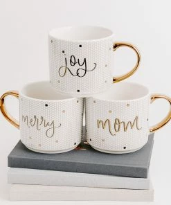 Sweet Water Decor HOME + KITCHEN Joy - White + Gold Honeycomb Tile Coffee Mug