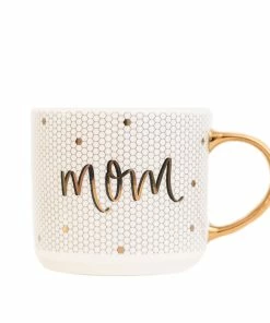 Sweet Water Decor Mom - White + Gold Honeycomb Tile Coffee Mug