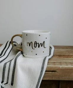 Sweet Water Decor Mom - White + Gold Honeycomb Tile Coffee Mug