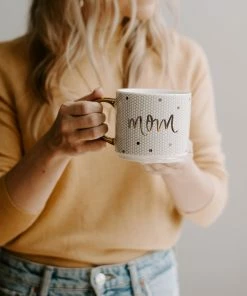 Sweet Water Decor Mom - White + Gold Honeycomb Tile Coffee Mug