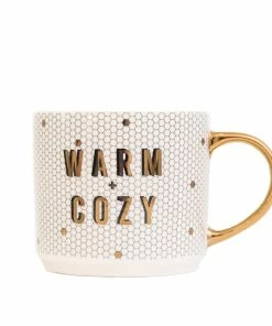 Sweet Water Decor HOME + KITCHEN Warm And Cozy - White + Gold Honeycomb Tile Coffee Mug