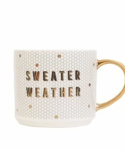 Sweet Water Decor Sweater Weather - White + Gold Honeycomb Tile Coffee Mug HOME + KITCHEN