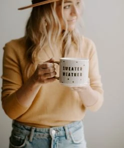 Sweet Water Decor Sweater Weather - White + Gold Honeycomb Tile Coffee Mug HOME + KITCHEN