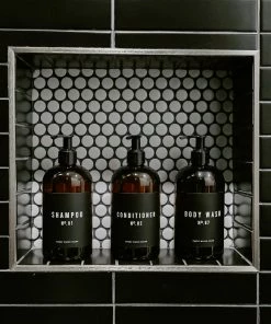 Sweet Water Decor 16oz Amber Plastic Bath + Shower Dispenser Set Of 3 - Black Label SOAP DISPENSERS