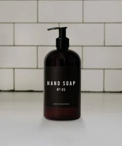 Sweet Water Decor 16oz Amber Plastic Hand Soap Dispenser - Black Label