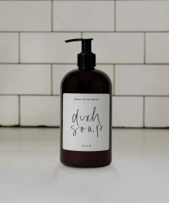 Sweet Water Decor 16oz Amber Plastic Dish Soap Dispenser - White Label