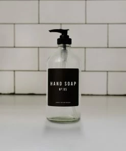 Sweet Water Decor 16oz Clear Glass Hand Soap Dispenser - Black Label SOAP DISPENSERS
