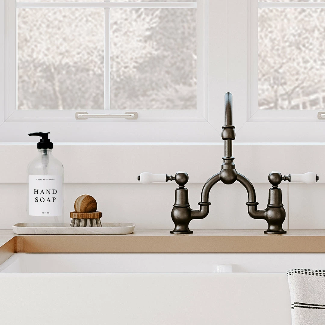 Wholesale π Sweet Water Decor 16oz Clear Glass Hand Soap Dispenser - White Text Label SOAP DISPENSERS π₯° 4 Sweet Water Decor 16oz Clear Glass Hand Soap Dispenser - White Text Label SOAP DISPENSERS