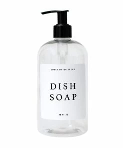 Sweet Water Decor 16oz Clear Plastic Dish Soap Dispenser - White Text Label