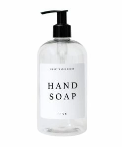 Sweet Water Decor 16oz Clear Plastic Hand Soap Dispenser - White Text Label