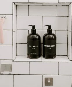 Sweet Water Decor 16oz Amber Plastic Bath + Shower Dispenser Set Of 2 - Black Label