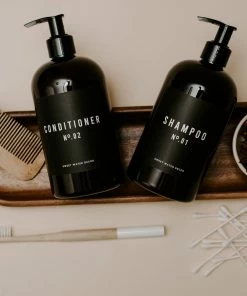 Sweet Water Decor 16oz Amber Plastic Bath + Shower Dispenser Set Of 2 - Black Label