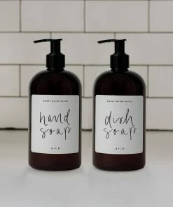 Sweet Water Decor 16oz Amber Plastic Countertop Dispenser Set Of 2 - White Label SOAP DISPENSERS