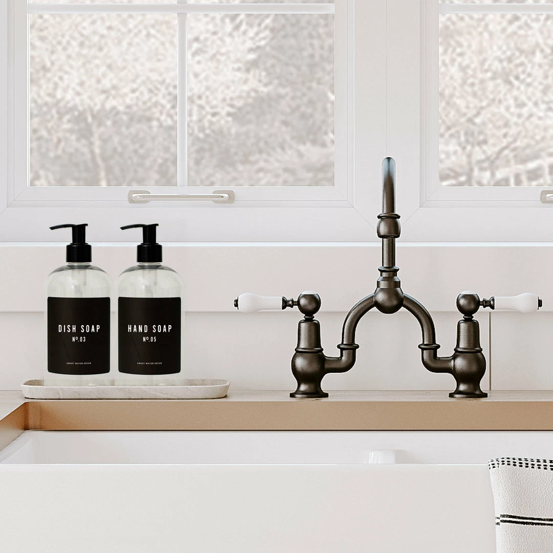 Brand new π€© Sweet Water Decor 16oz Clear Plastic Countertop Dispenser Set Of 2- Black Label β 1 Sweet Water Decor 16oz Clear Plastic Countertop Dispenser Set Of 2- Black Label