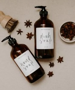 Sweet Water Decor 16oz Amber Glass Hand Soap Dispenser - White Label SOAP DISPENSERS