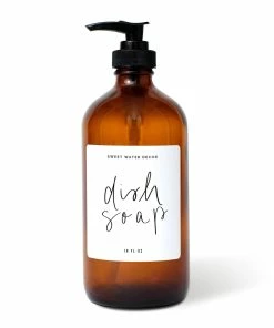 Sweet Water Decor 16oz Amber Glass Dish Soap Dispenser - White Label