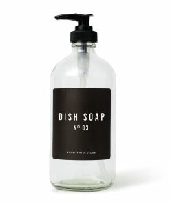 Sweet Water Decor 16oz Clear Glass Dish Soap Dispenser - Black Label