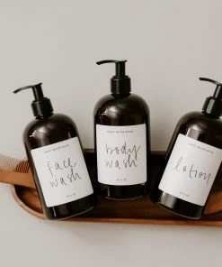 Sweet Water Decor 16oz Amber Plastic Body Wash Dispenser - White Label SOAP DISPENSERS