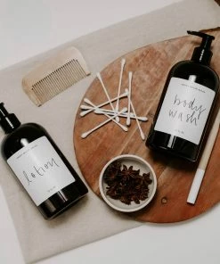 Sweet Water Decor 16oz Amber Plastic Body Wash Dispenser - White Label SOAP DISPENSERS