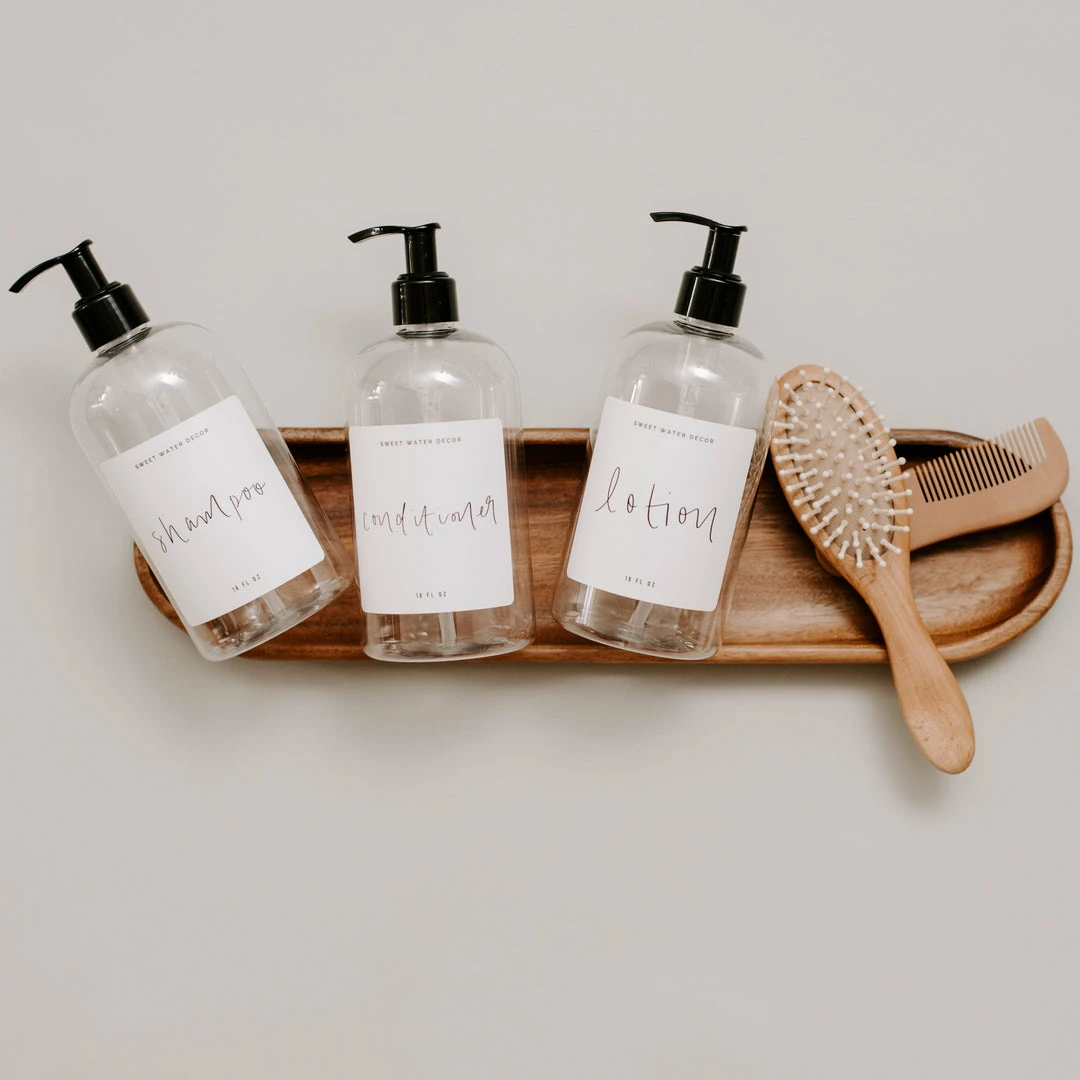 Discount 𧨠Sweet Water Decor SOAP DISPENSERS 16oz Clear Plastic Conditioner Dispenser - White Label β 5 Sweet Water Decor SOAP DISPENSERS 16oz Clear Plastic Conditioner Dispenser - White Label