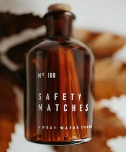 Sweet Water Decor Medium Amber Apothecary Safety Matches - Black - 100 Count, 3"
