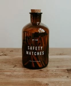 Sweet Water Decor Large Amber Apothecary Safety Matches - Black - 150 Count, 4