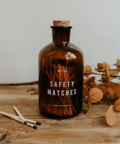 Sweet Water Decor Large Amber Apothecary Safety Matches - Black - 150 Count, 4"