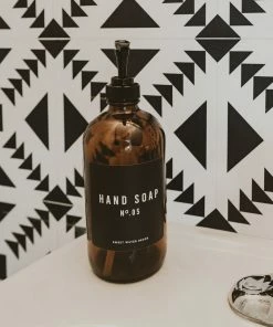 Sweet Water Decor 16oz Amber Glass Hand Soap Dispenser - Black Label SOAP DISPENSERS