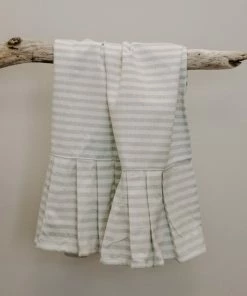 Sweet Water Decor Striped Tea Towel With Ruffle - Grey