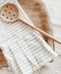 Sweet Water Decor Striped Tea Towel With Ruffle - Tan