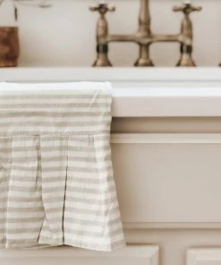 Sweet Water Decor Striped Tea Towel With Ruffle - Tan
