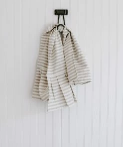 Sweet Water Decor Striped Tea Towel With Ruffle - Tan