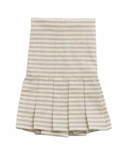 Sweet Water Decor Striped Tea Towel With Ruffle - Tan