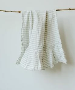Sweet Water Decor Striped Tea Towel With Ruffle - Grey