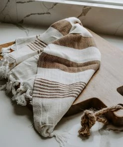 Sweet Water Decor HAND TOWELS Turkish Cotton + Bamboo Hand Towel - Neutral Stripes