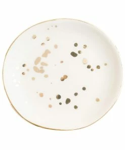 Sweet Water Decor TRAYS + JEWELRY DISHES Speckled Jewelry Dish - White + Gold Foil