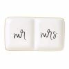 Sweet Water Decor TRAYS + JEWELRY DISHES Mr. And Mrs. Jewelry Dish - White, Black, + Gold Foil