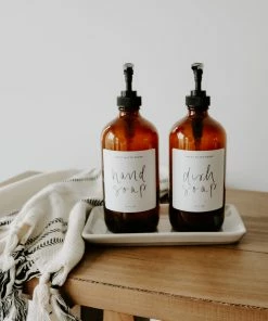 Sweet Water Decor 16oz Amber Glass Countertop Dispenser Set Of 2 - White Label