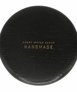 Sweet Water Decor TRAYS + JEWELRY DISHES Black Wood Tray | Round