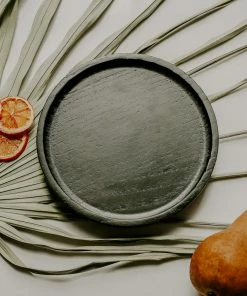 Sweet Water Decor TRAYS + JEWELRY DISHES Black Wood Tray | Round