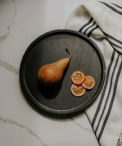 Sweet Water Decor Large Black Wood Tray | Round TRAYS + JEWELRY DISHES