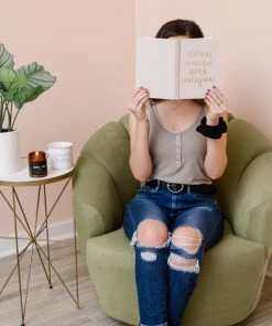 Sweet Water Decor STATIONERY Strong Beautiful Brave Courageous - Tan + Gold Fabric Journal