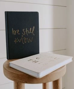Sweet Water Decor Be Still And Know - Grey + Gold Fabric Journal