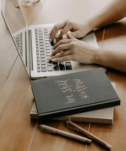 Sweet Water Decor Be Still And Know - Grey + Gold Fabric Journal