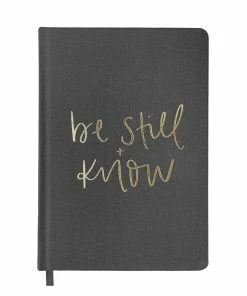 Sweet Water Decor Be Still And Know - Grey + Gold Fabric Journal
