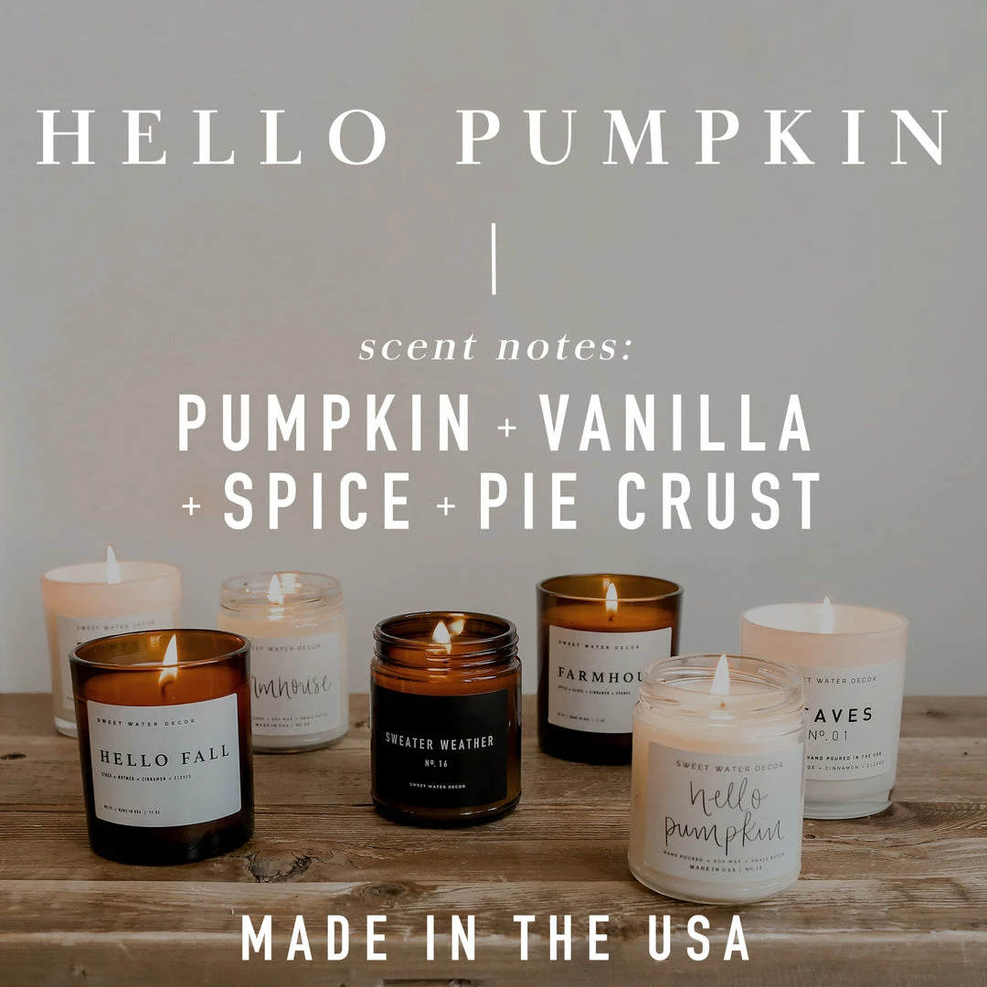 Flash Sale π Sweet Water Decor Hello Pumpkin Soy Candle - Amber Jar - 9 Oz CANDLES + REEDS π 6 Sweet Water Decor Hello Pumpkin Soy Candle - Amber Jar - 9 Oz CANDLES + REEDS