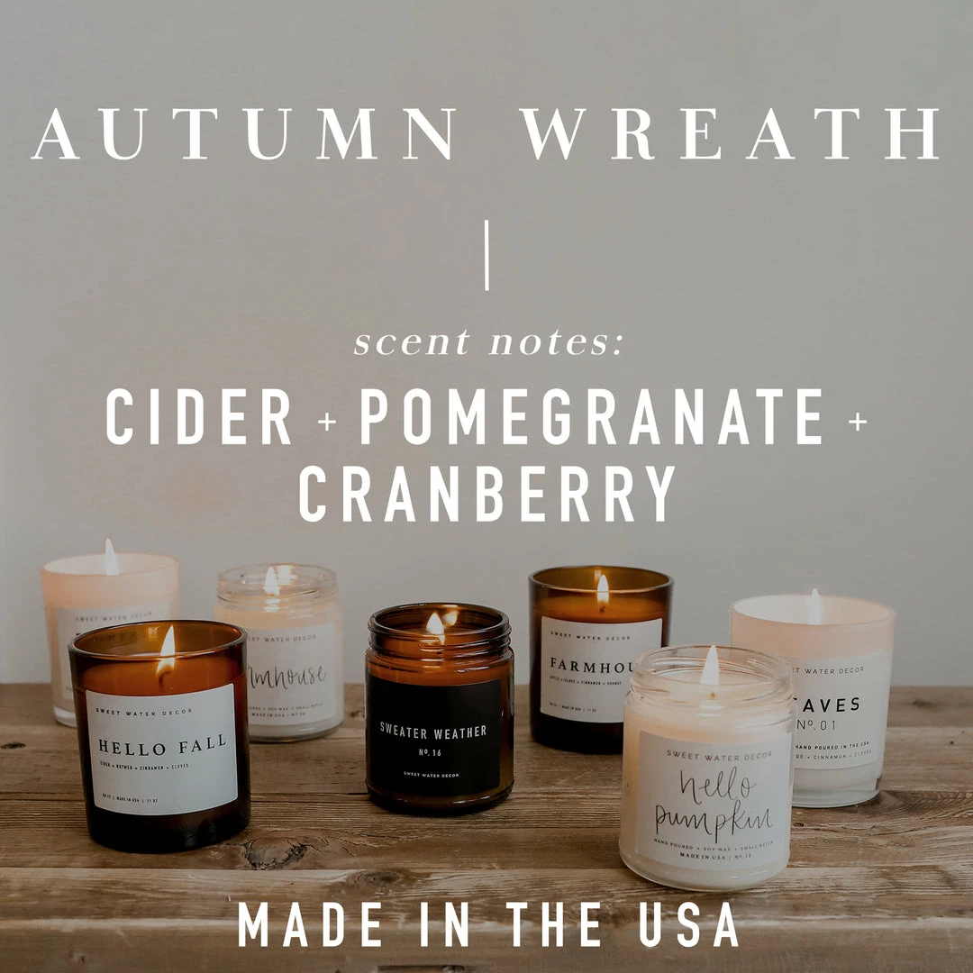 Discount β Sweet Water Decor CANDLES + REEDS Autumn Wreath Soy Candle - White Jar - 11 Oz π― 6 Sweet Water Decor CANDLES + REEDS Autumn Wreath Soy Candle - White Jar - 11 Oz